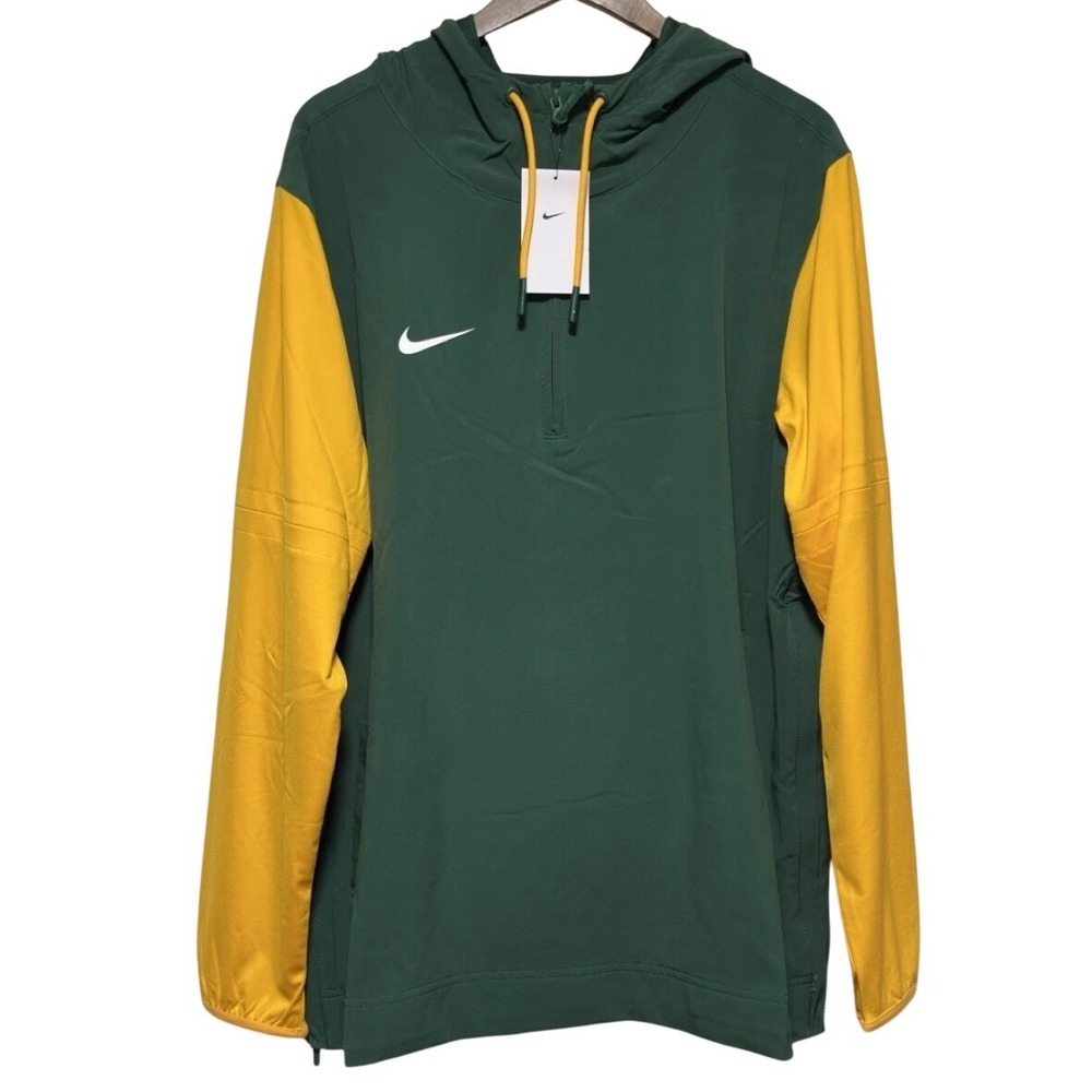Nike Mens Green Gold Colorblock Pullover Hoodie Jacket Size L